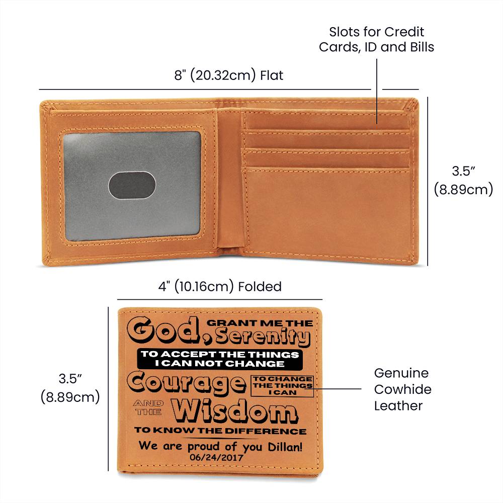 Personalized Sobriety Gift For Men - Custom message and sobriety date on Graphic Leather Wallet