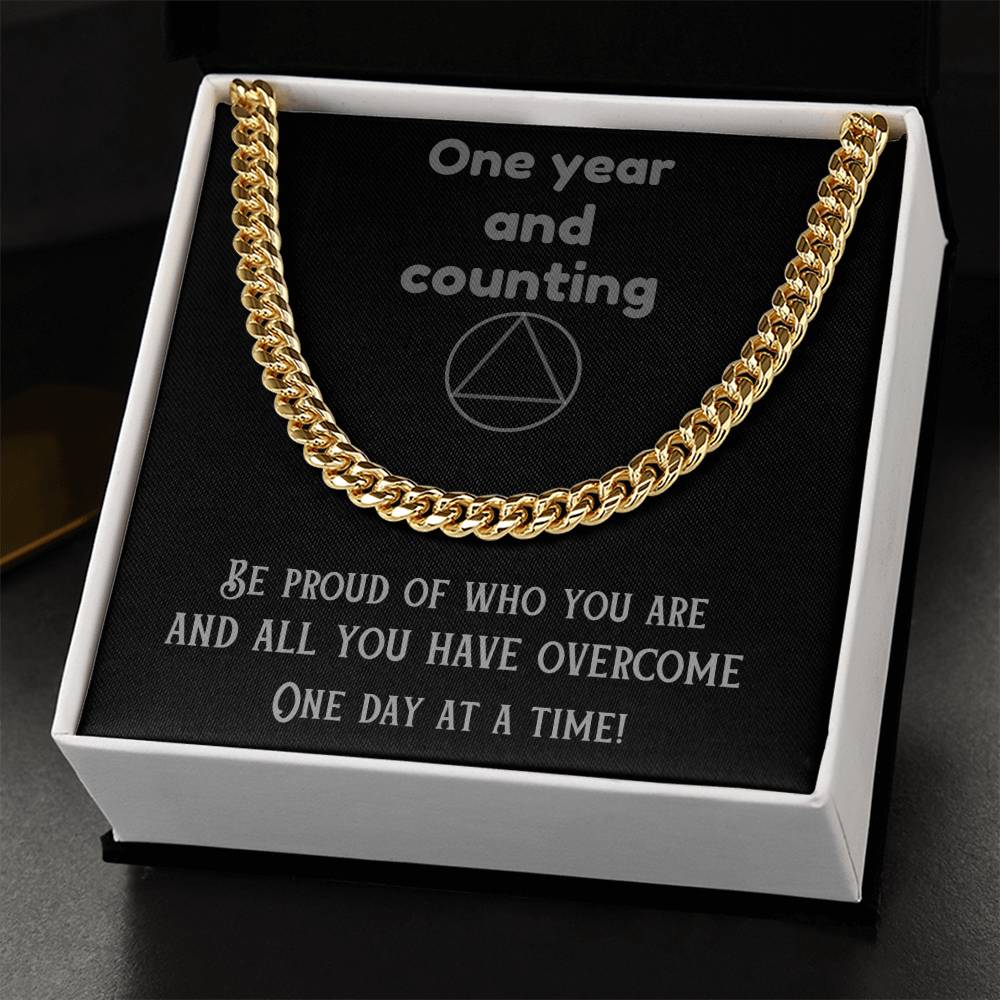 1 Year And Counting Mens Sobriety Necklace