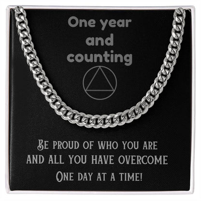 1 Year And Counting Mens Sobriety Necklace