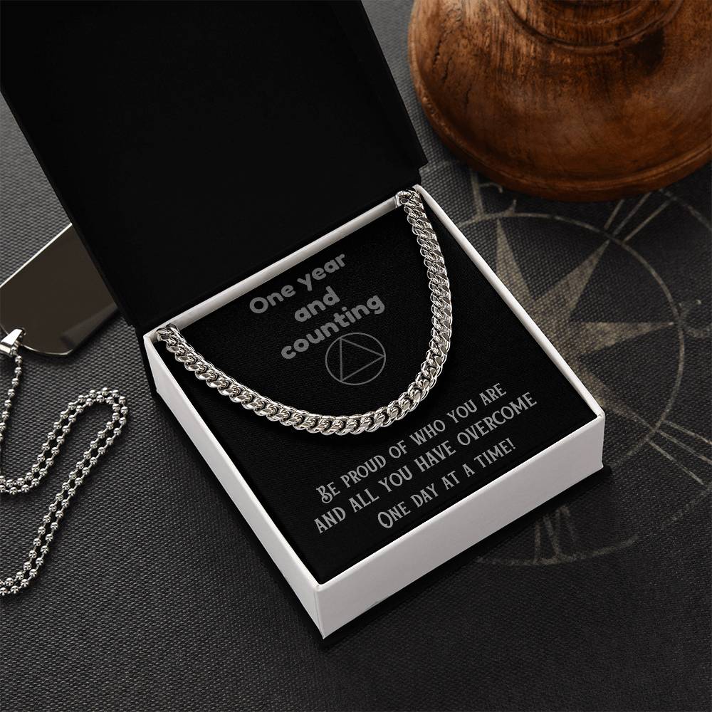 1 Year And Counting Mens Sobriety Necklace