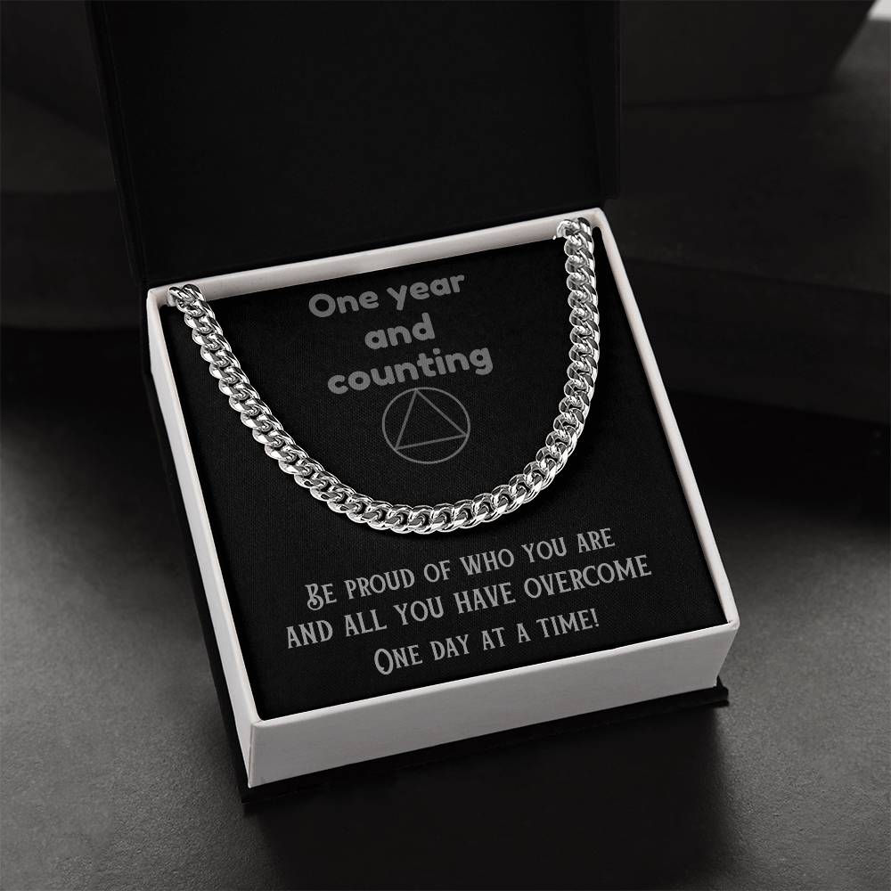 1 Year And Counting Mens Sobriety Necklace