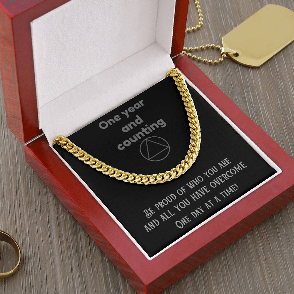 1 Year And Counting Mens Sobriety Necklace