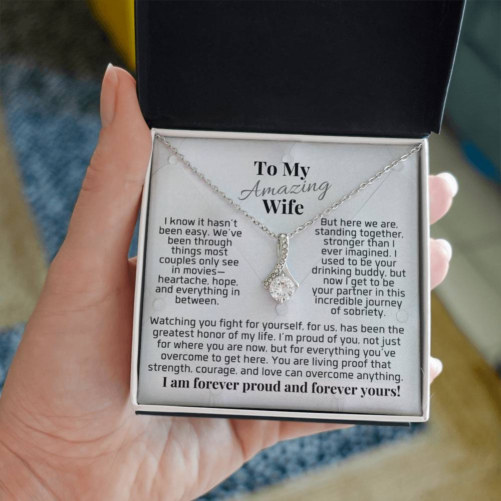 Celebrate Her Sobriety To My Amazing Wife Necklace