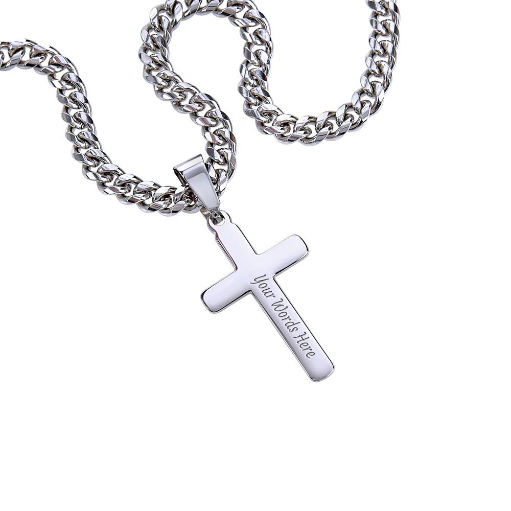 One Year Sobriety Gift For My Son ~ personalized cross necklace