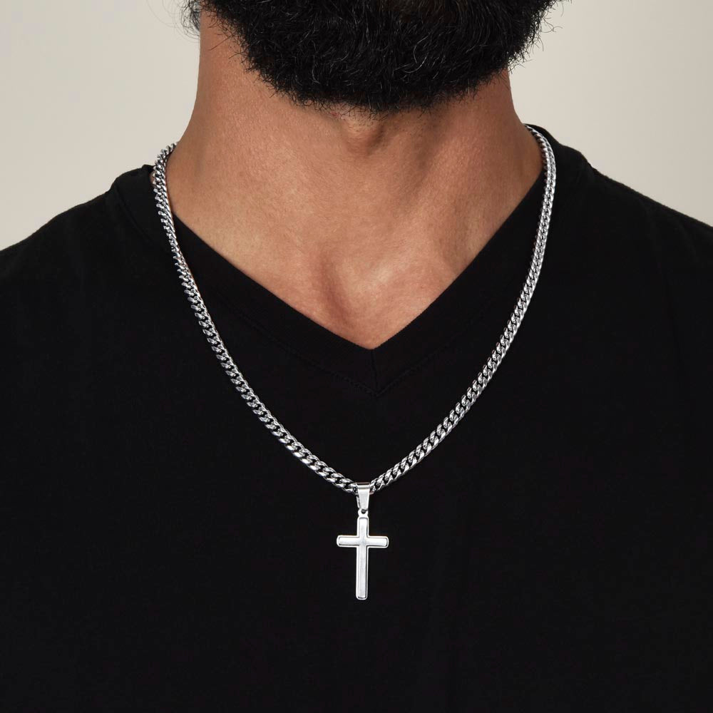 Celebrate Your Son's Sobriety Cross Necklace and Message Card