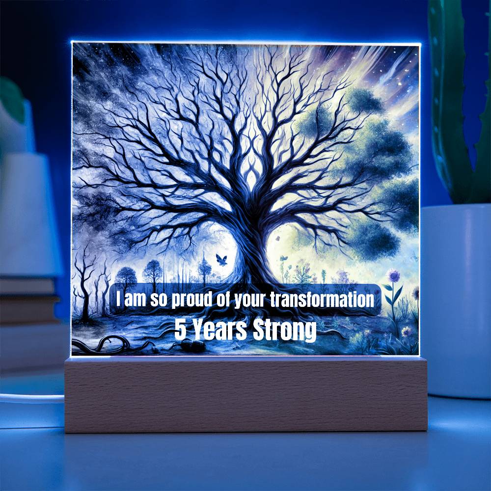 Customizable Sobriety Milestone Plaque – Proud of Your Transformation | Inspirational LED Recovery Gift 1-65 years