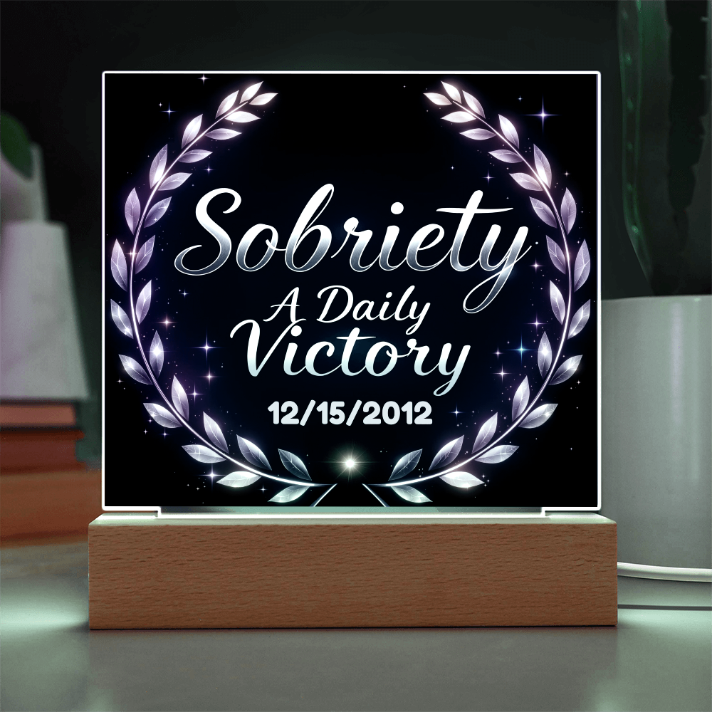 Sobriety A Daily Victory - Personalized LED Square Plaque