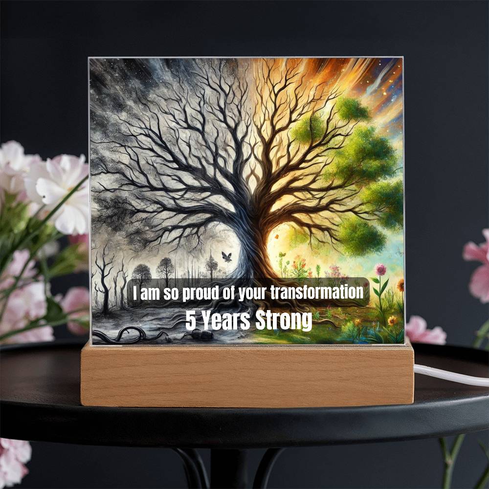 Customizable Sobriety Milestone Plaque – Proud of Your Transformation | Inspirational LED Recovery Gift 1-65 years