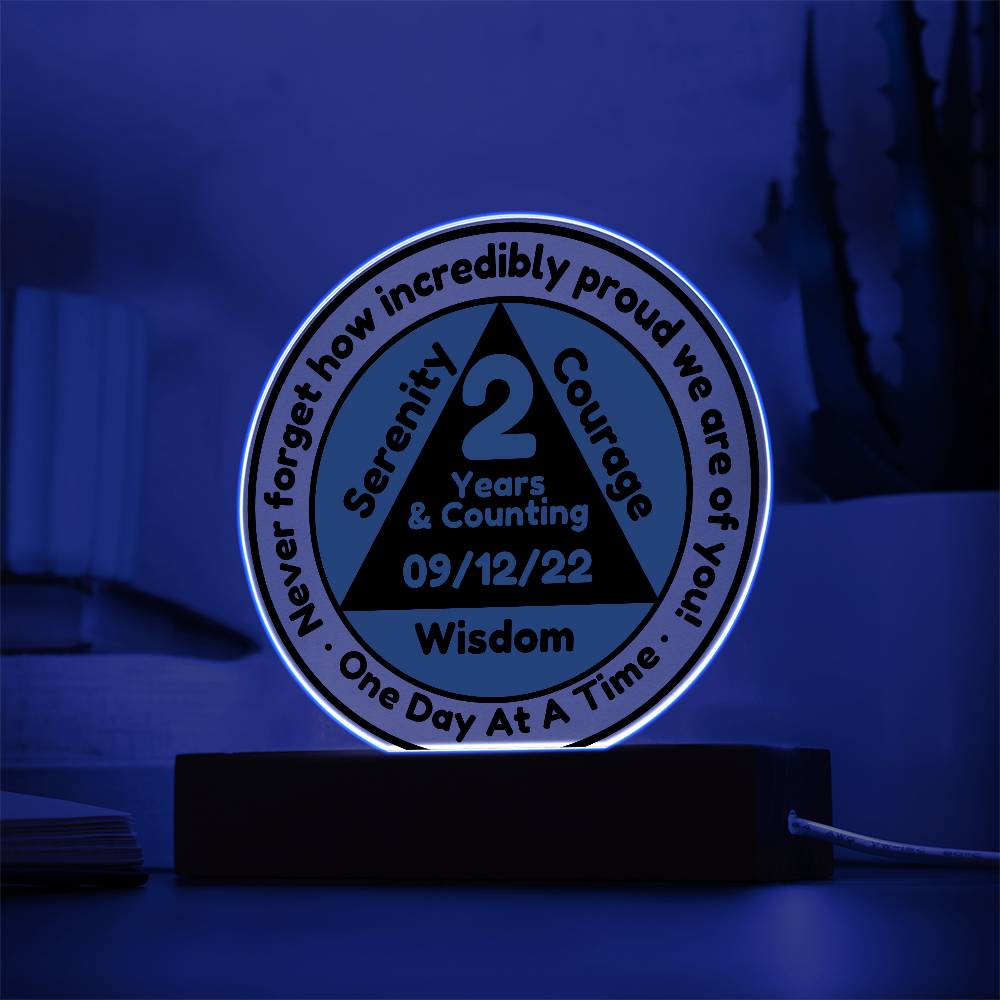 LED Custom Sobriety Date Acrylic Plaque