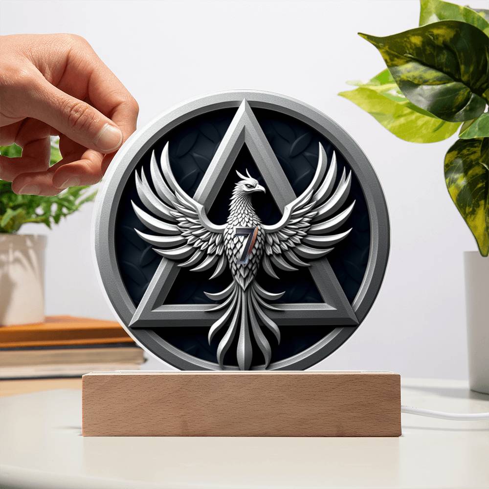 1-50 Year LED Phoenix Sobriety Milestone Plaque – Symbol of Strength & Rebirth | Customizable Year