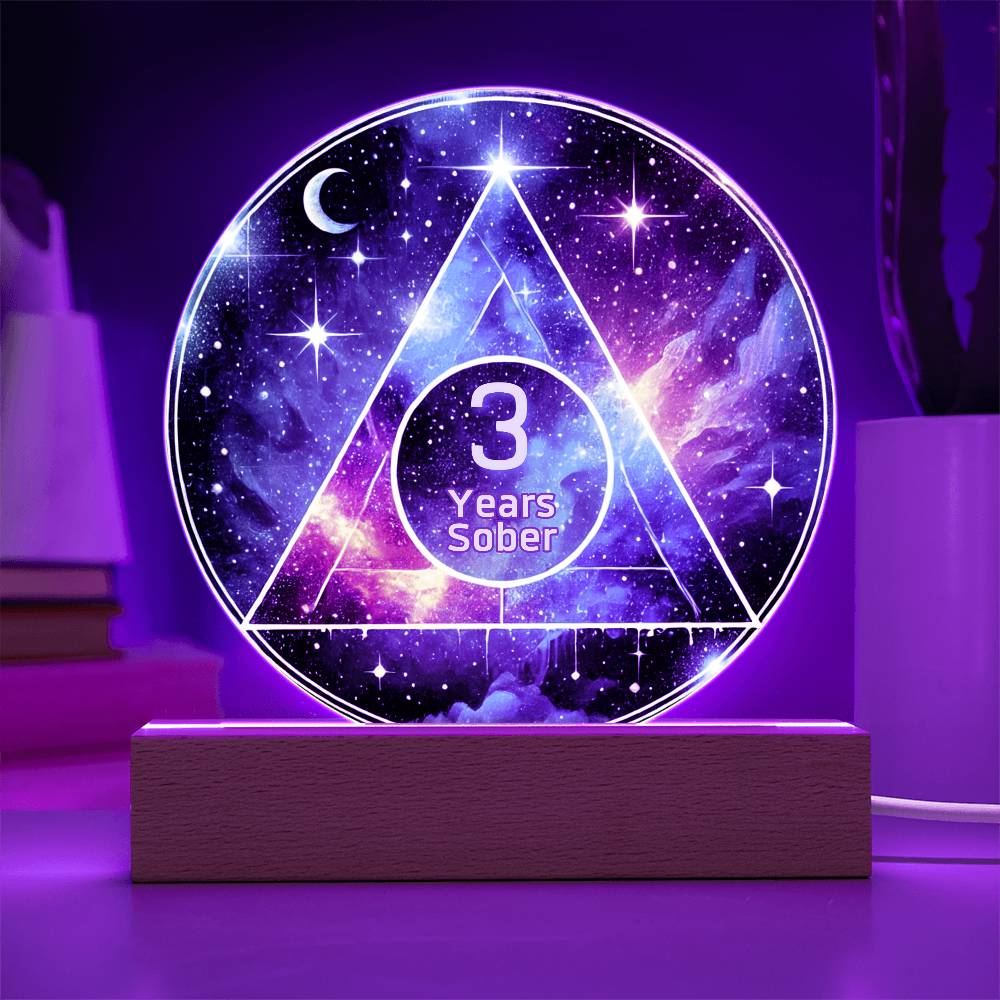 1-50 Years Sober LED Galaxy Sobriety Plaque – Celebrate Recovery | Customizable Milestone Gift