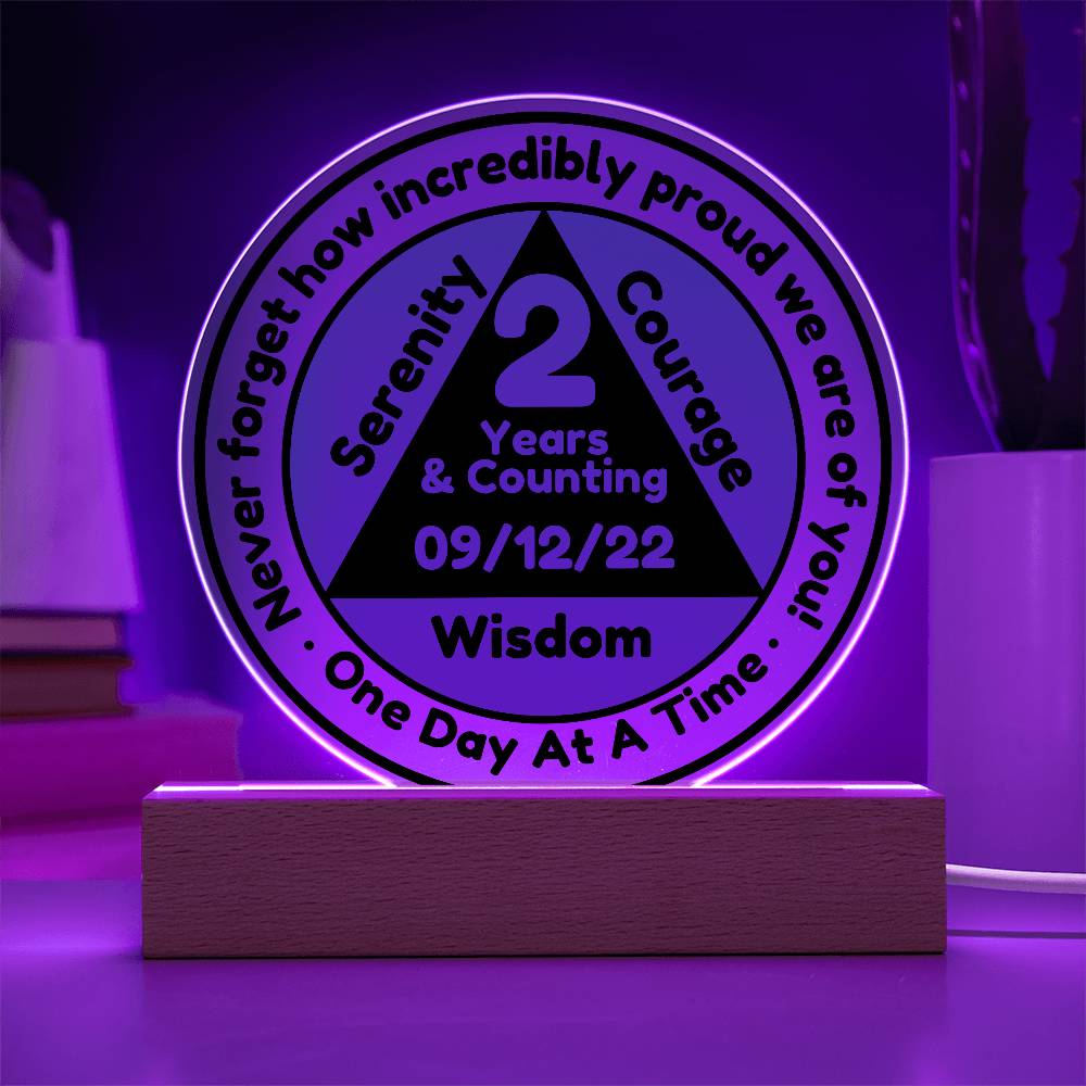 LED Custom Sobriety Date Acrylic Plaque