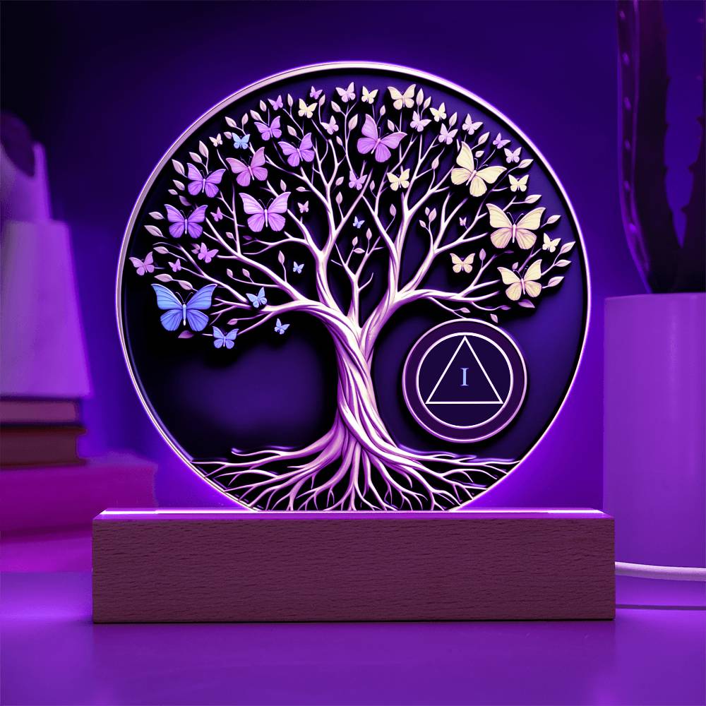 Personalized Sobriety Circle Acrylic – Tree of Life Design