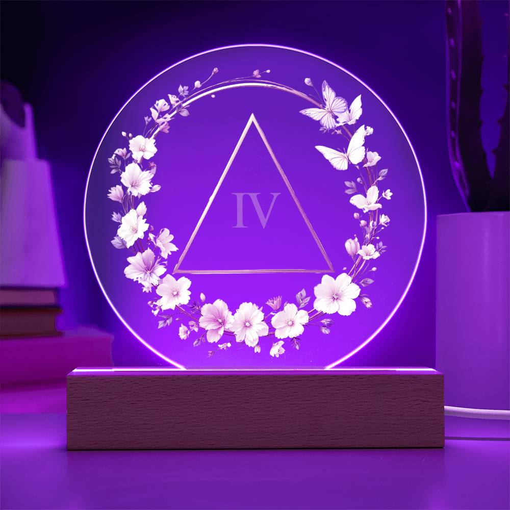 Elegant Sobriety Milestone Plaque with Custom LED Base