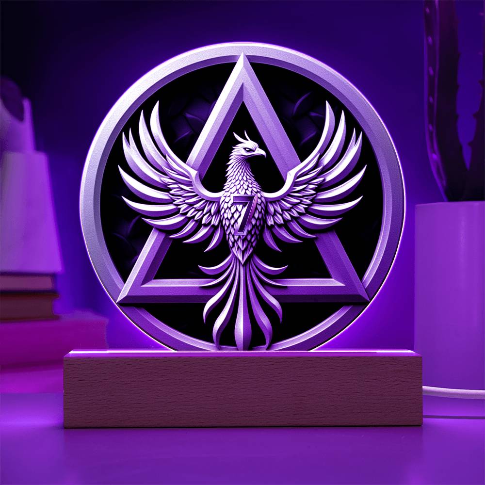 1-50 Year LED Phoenix Sobriety Milestone Plaque – Symbol of Strength & Rebirth | Customizable Year