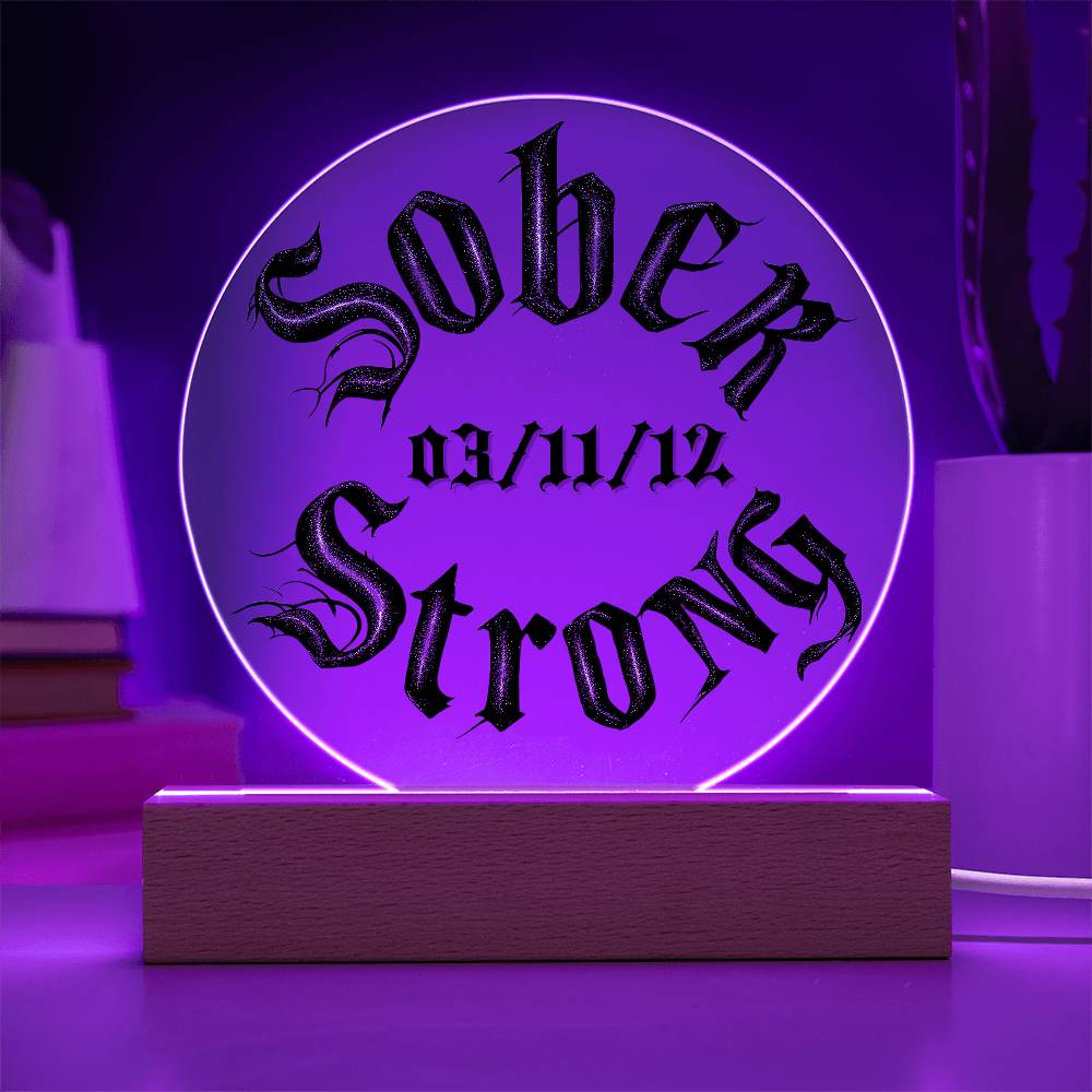 Sober Strong Customizable Acrylic Plaque with LED Base