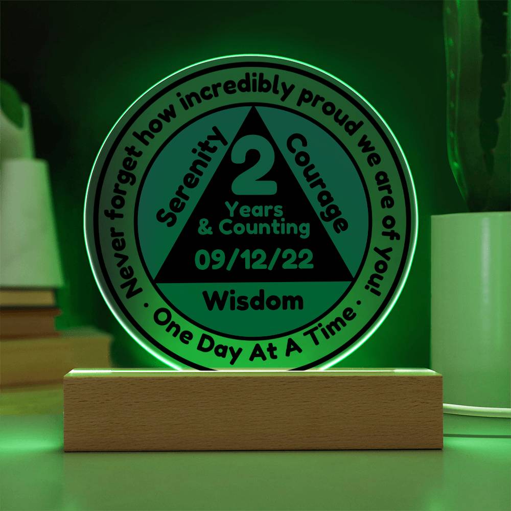 LED Custom Sobriety Date Acrylic Plaque