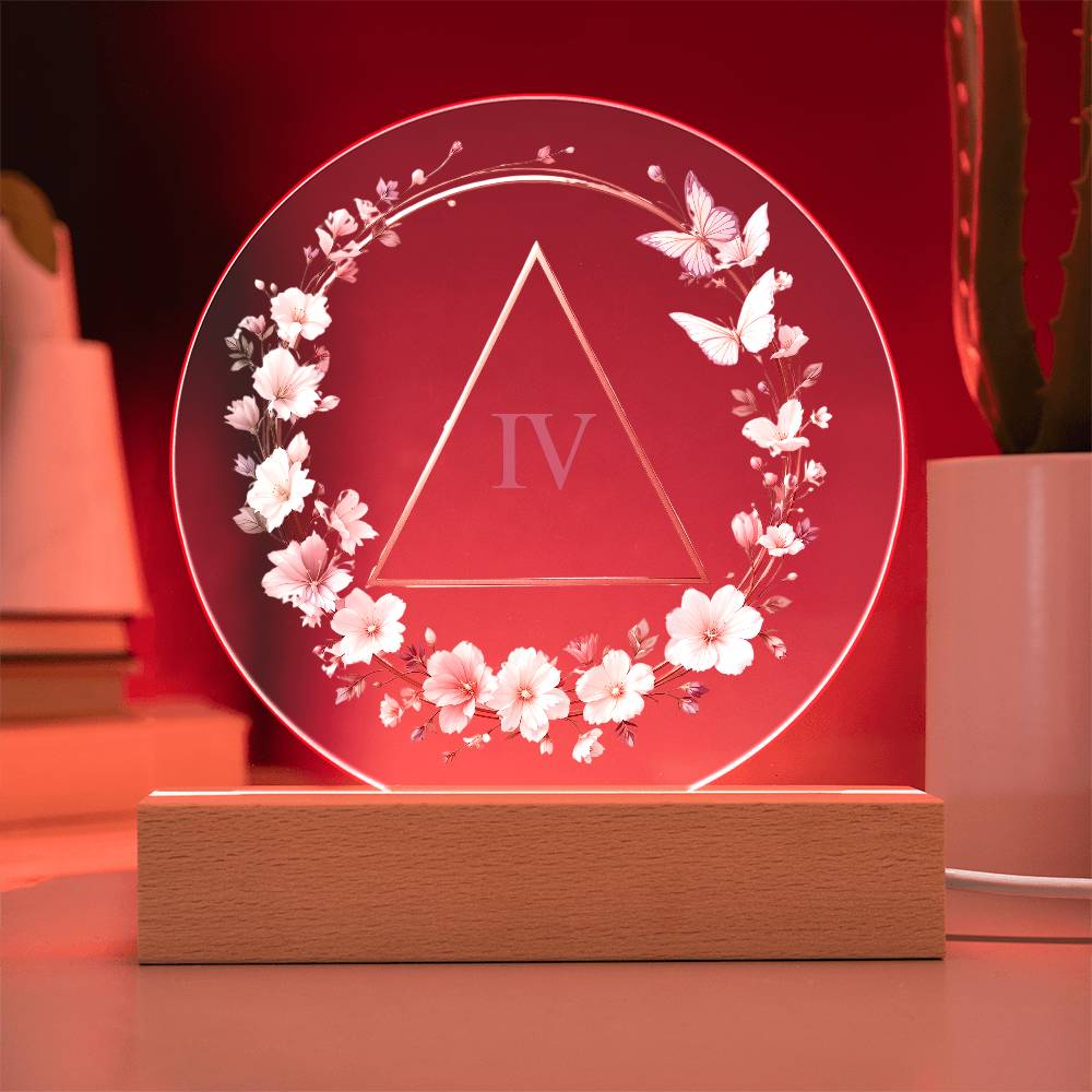 Elegant Sobriety Milestone Plaque with Custom LED Base