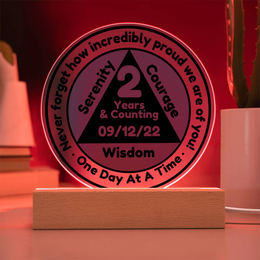 LED Custom Sobriety Date Acrylic Plaque