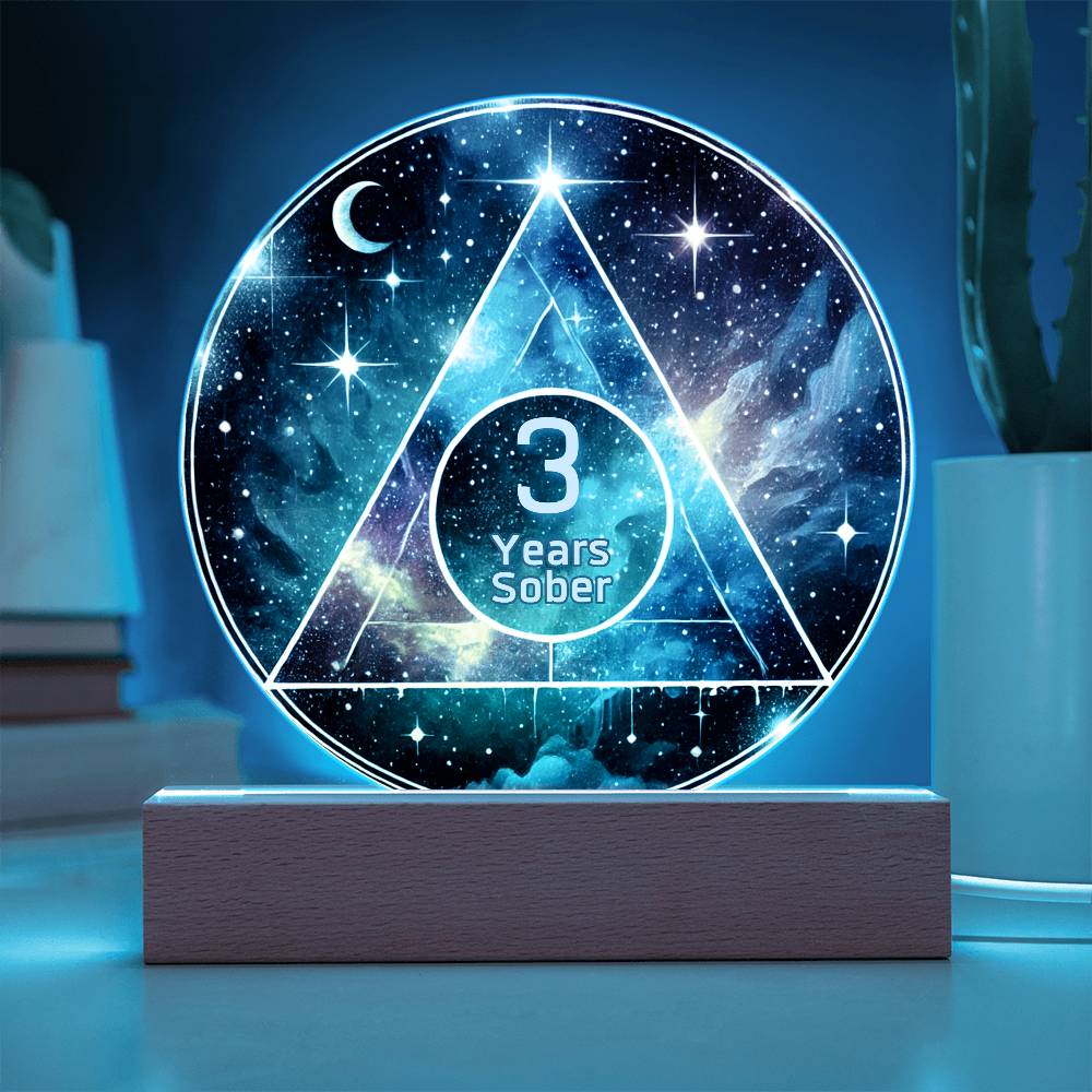 1-50 Years Sober LED Galaxy Sobriety Plaque – Celebrate Recovery | Customizable Milestone Gift