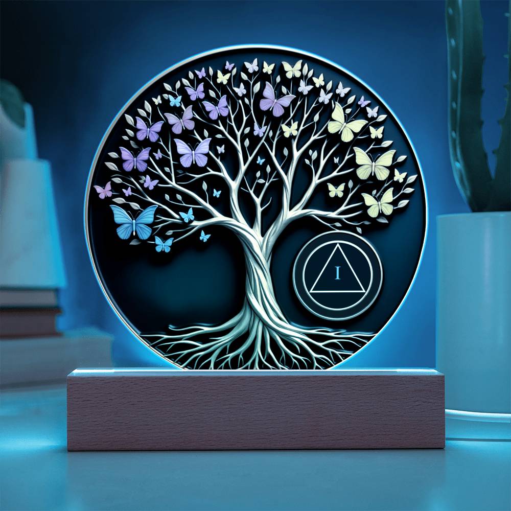 Personalized Sobriety Circle Acrylic – Tree of Life Design