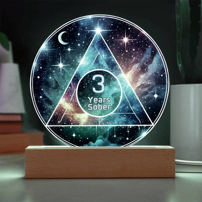 1-50 Years Sober LED Galaxy Sobriety Plaque – Celebrate Recovery | Customizable Milestone Gift