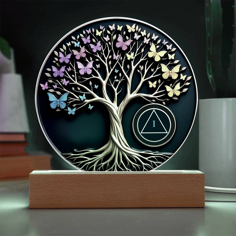 Personalized Sobriety Circle Acrylic – Tree of Life Design