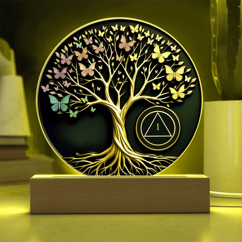 Personalized Sobriety Circle Acrylic – Tree of Life Design