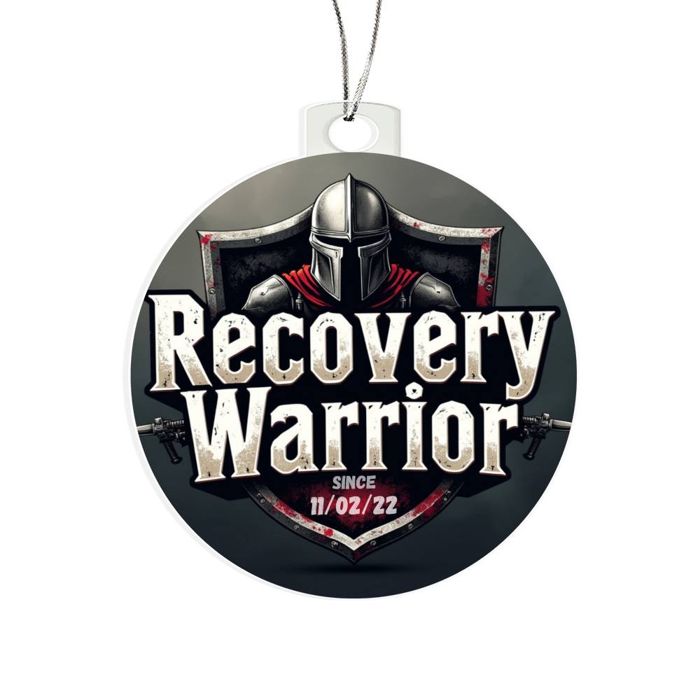 Custom Recovery Warrior Ornament: Personalize With Sobriety Date