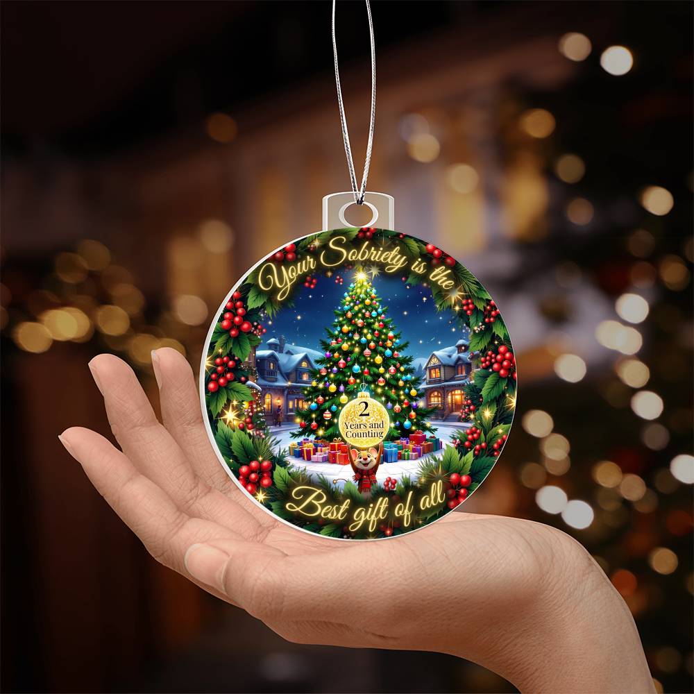 Personalized Best Gift of All! Sobriety Christmas Ornament – A Heartfelt Milestone Gift