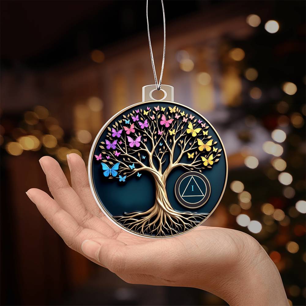 Tree of Life Sobriety Ornament with Customizable AA Symbol