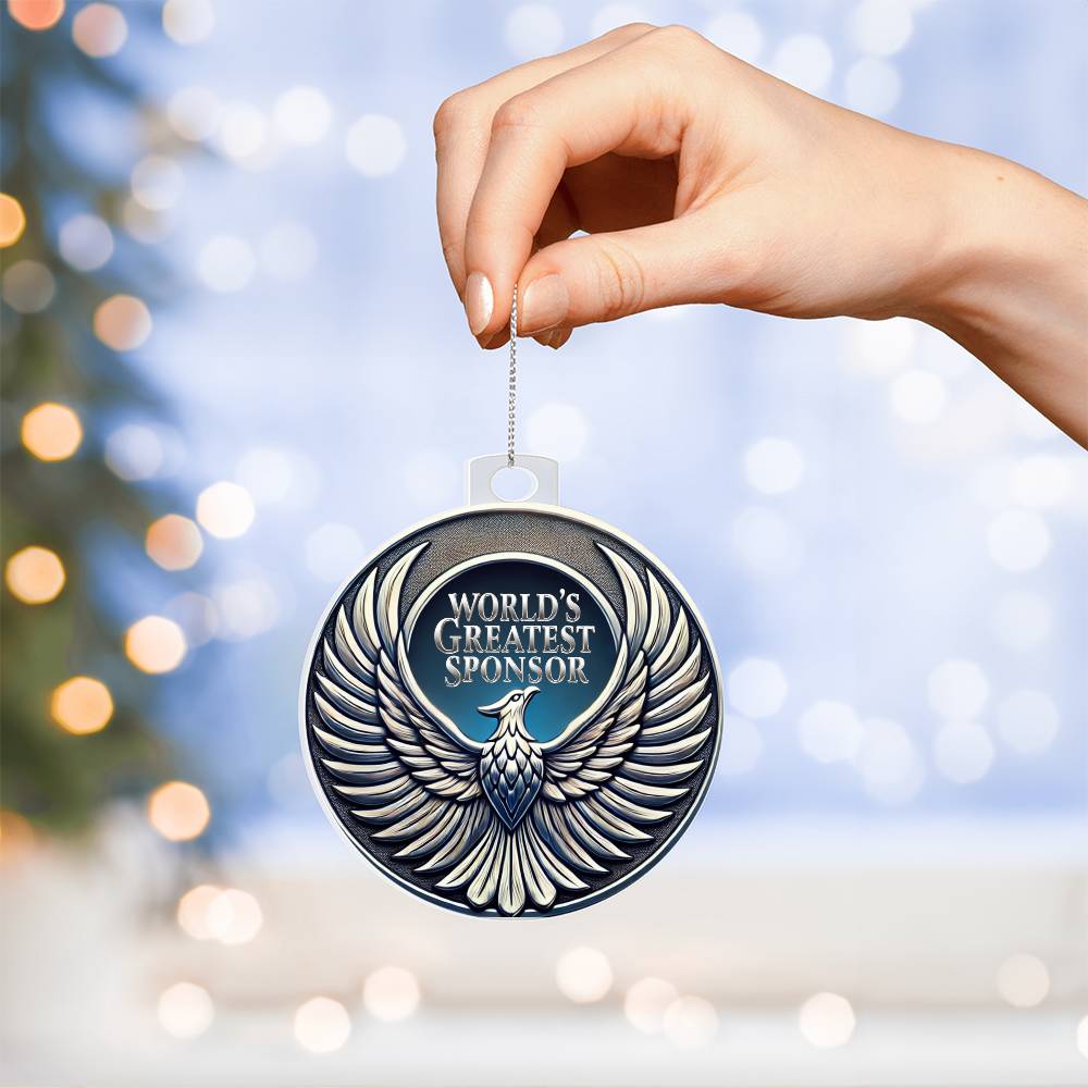 World's Greatest Sponsor Ornament | Phoenix Symbol of Strength | Recovery Gift for Sponsor