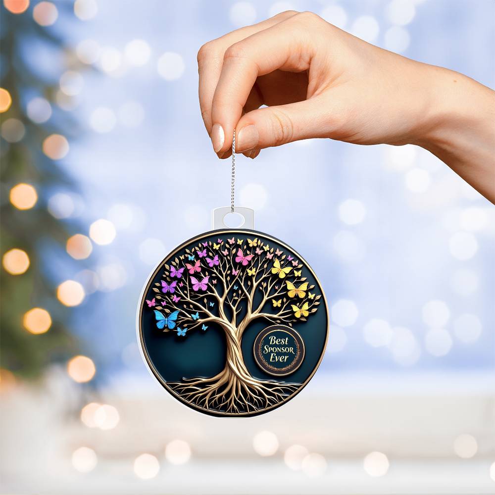 Best Sponsor Ever Ornament | Symbolic Tree of Transformation | Recovery Gift for Sponsor