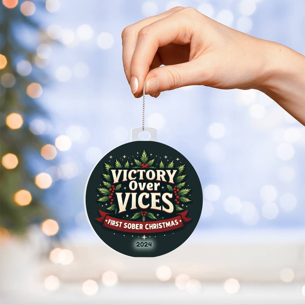 Victory Over Vices – First Sober Christmas 2024 Ornament