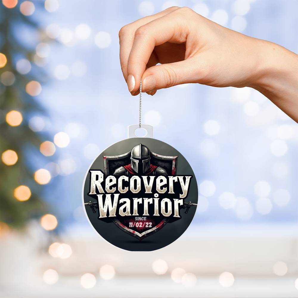 Custom Recovery Warrior Ornament: Personalize With Sobriety Date