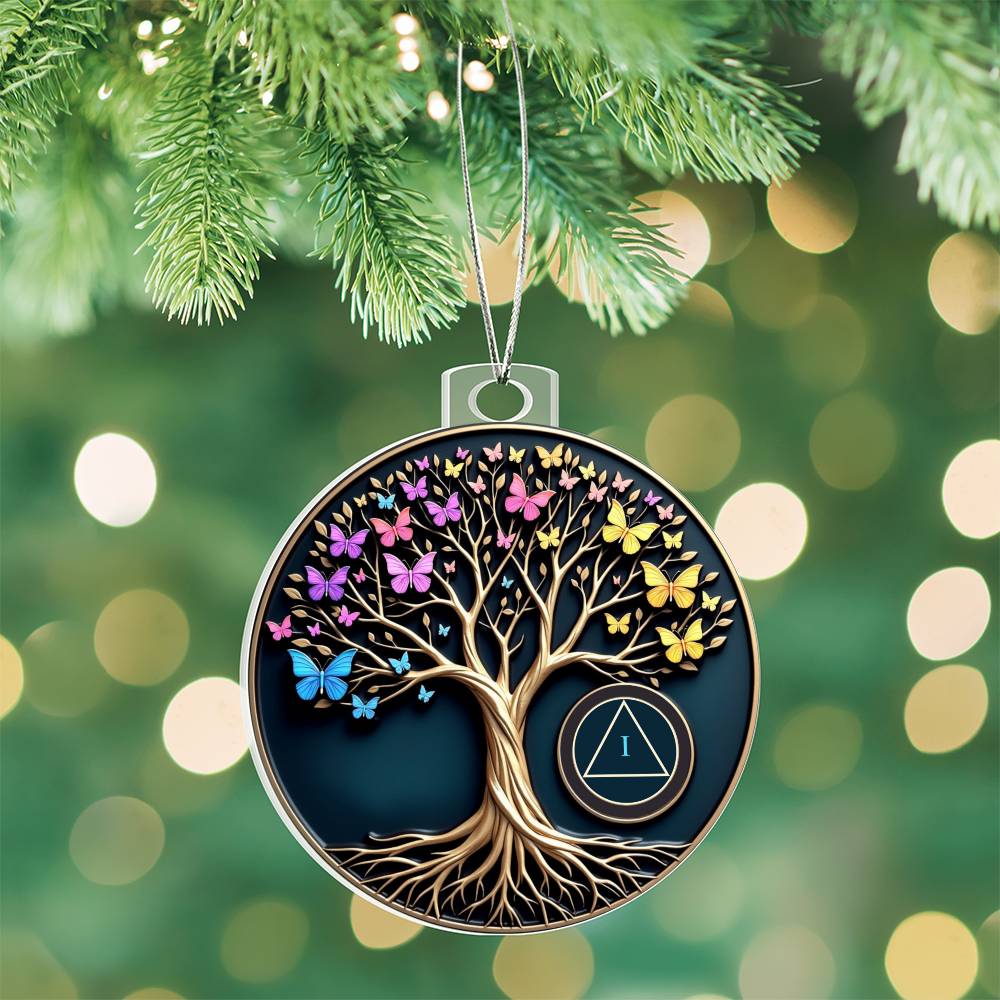 Tree of Life Sobriety Ornament with Customizable AA Symbol