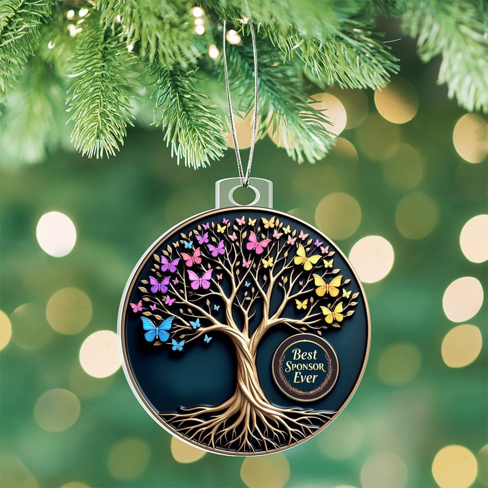 Best Sponsor Ever Ornament | Symbolic Tree of Transformation | Recovery Gift for Sponsor