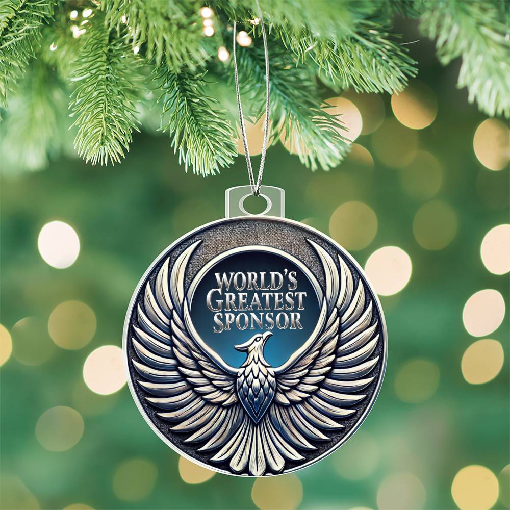 World's Greatest Sponsor Ornament | Phoenix Symbol of Strength | Recovery Gift for Sponsor