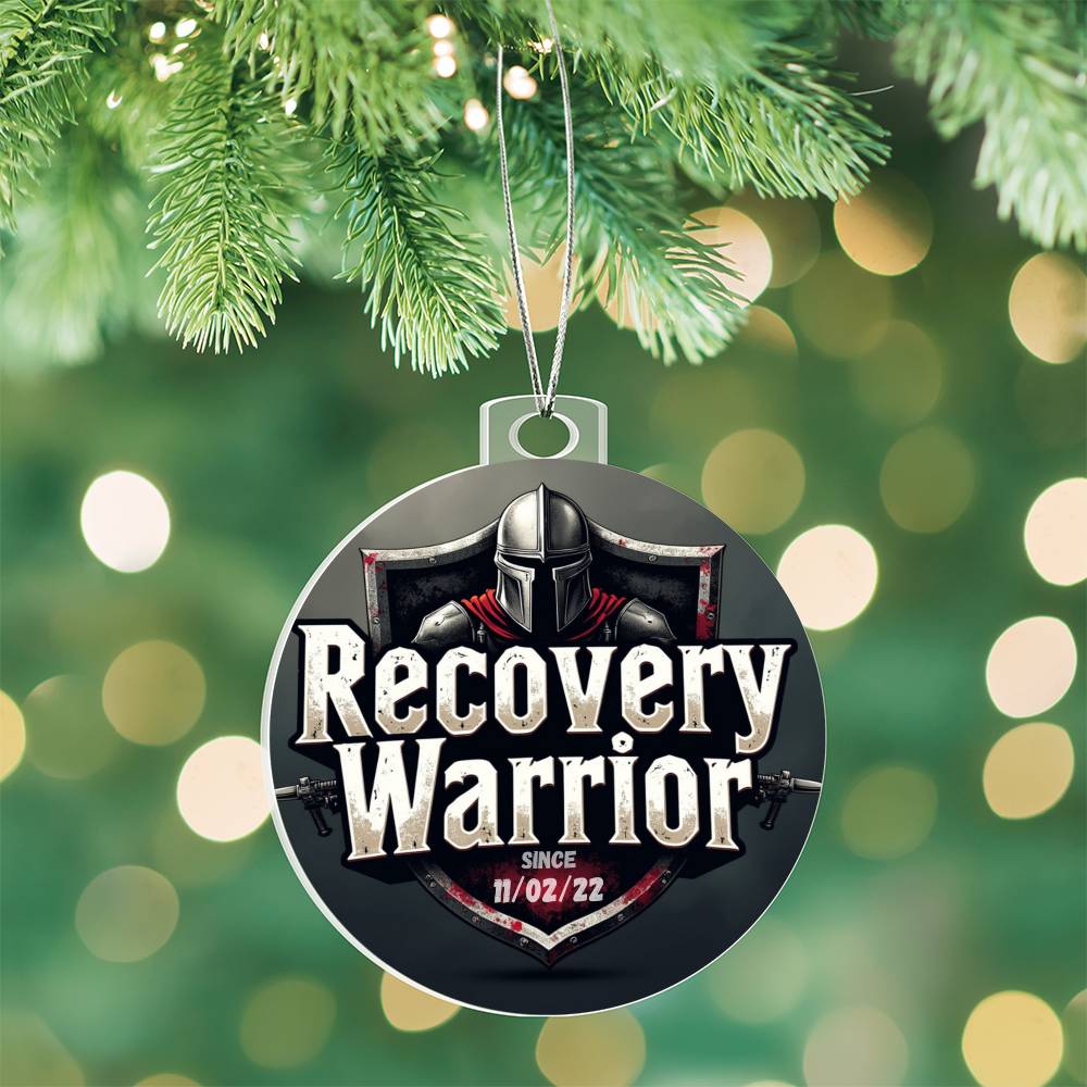 Custom Recovery Warrior Ornament: Personalize With Sobriety Date