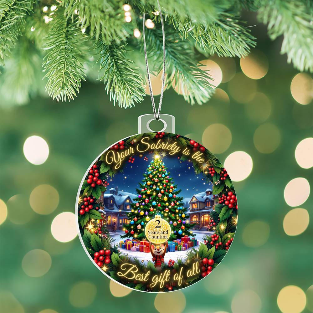 Personalized Best Gift of All! Sobriety Christmas Ornament – A Heartfelt Milestone Gift