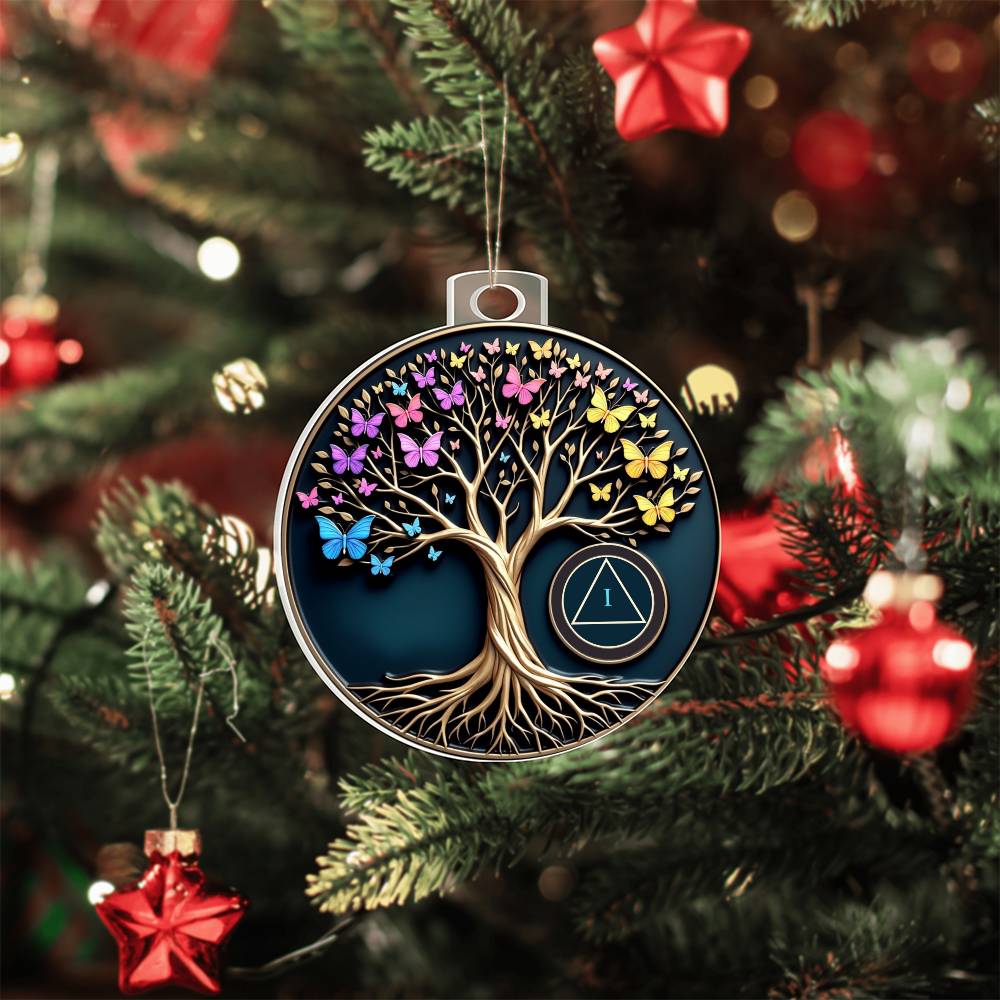 Tree of Life Sobriety Ornament with Customizable AA Symbol