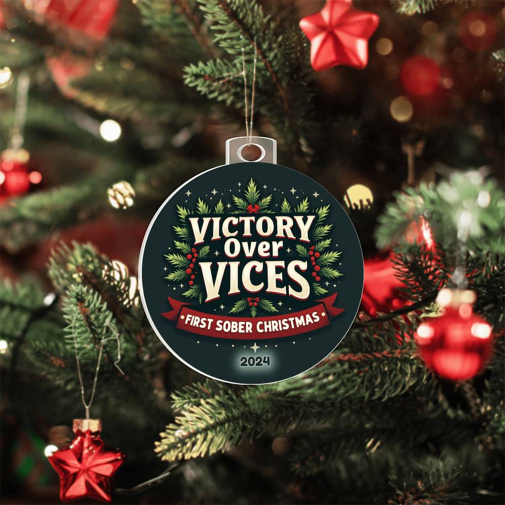 Victory Over Vices – First Sober Christmas 2024 Ornament