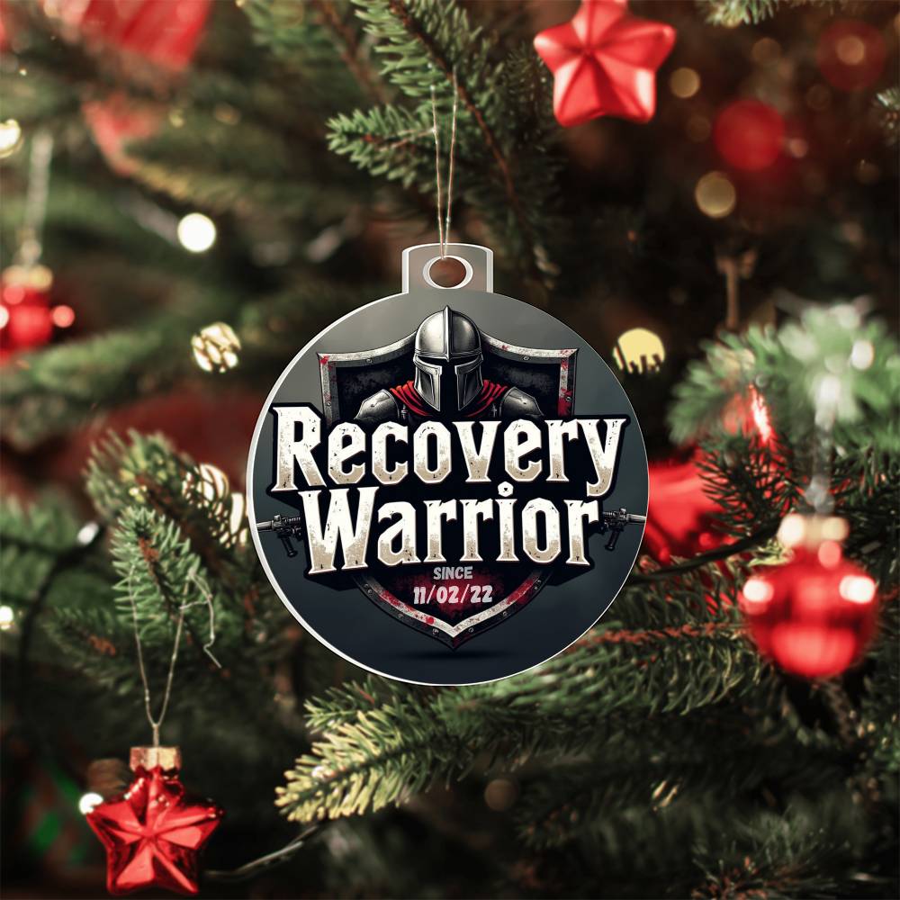 Custom Recovery Warrior Ornament: Personalize With Sobriety Date