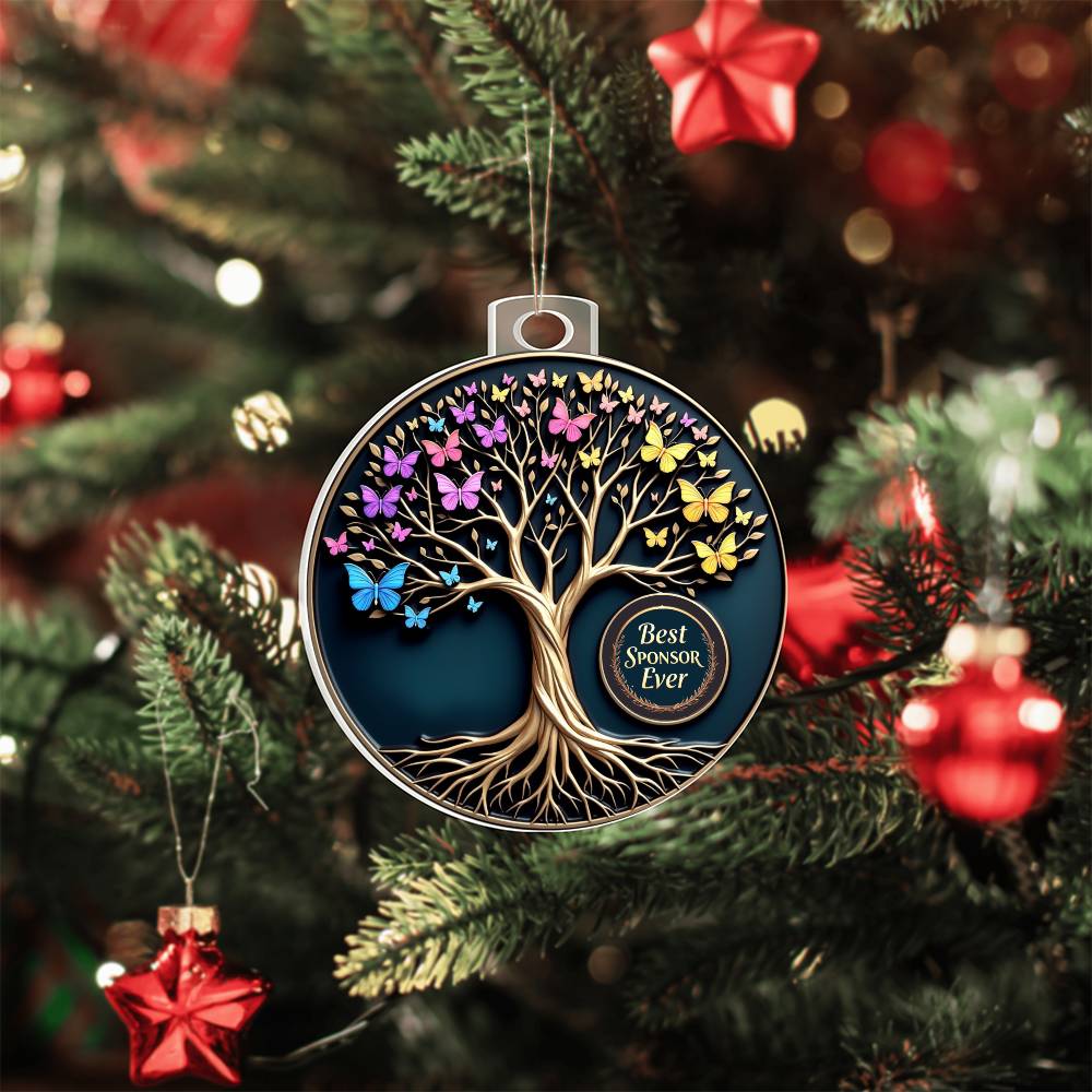 Best Sponsor Ever Ornament | Symbolic Tree of Transformation | Recovery Gift for Sponsor