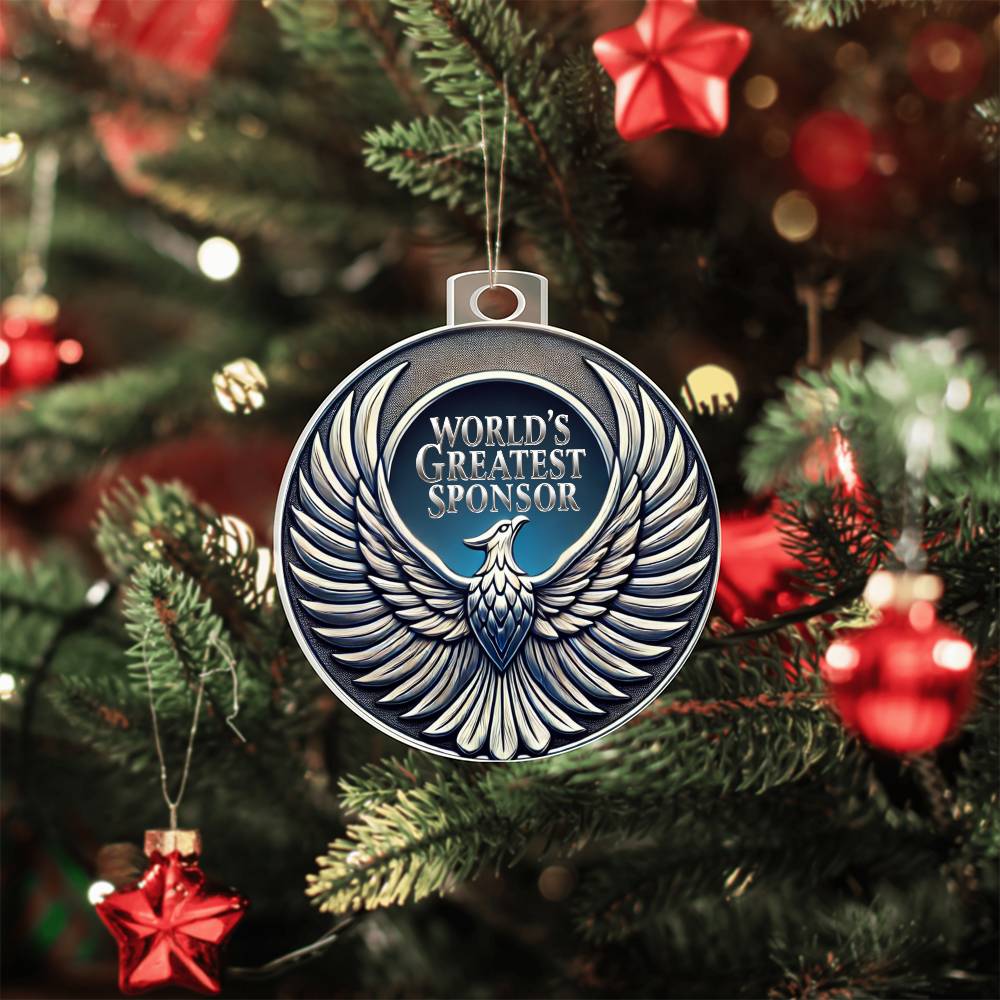 World's Greatest Sponsor Ornament | Phoenix Symbol of Strength | Recovery Gift for Sponsor