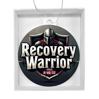 Custom Recovery Warrior Ornament: Personalize With Sobriety Date