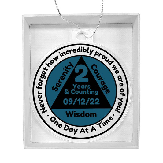 1-65 Years Sobriety Date Ornament - Celebrating Recovery One Day At A Time