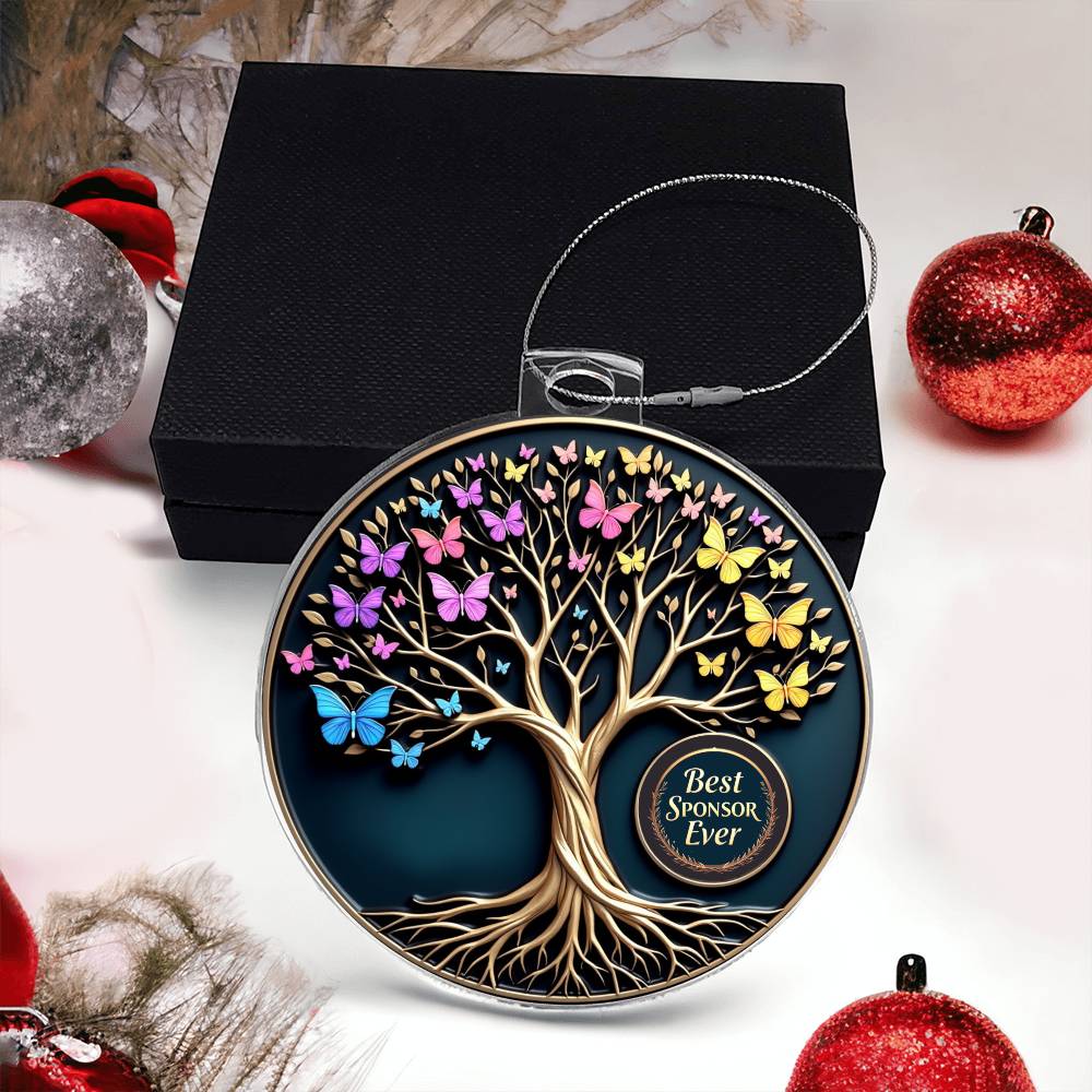 Best Sponsor Ever Ornament | Symbolic Tree of Transformation | Recovery Gift for Sponsor