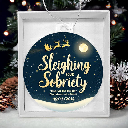 Sleighing Your Sobriety Ornament – Celebrate a Sober Christmas | Personalized Sobriety Date