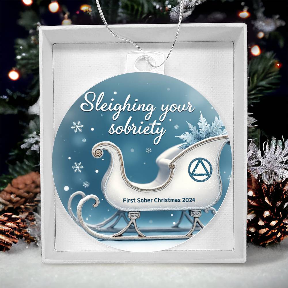 Sleighing Your Sobriety Ornament